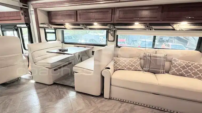 RV Rental: 41' Winnebago Forza - Interior Table and Couch