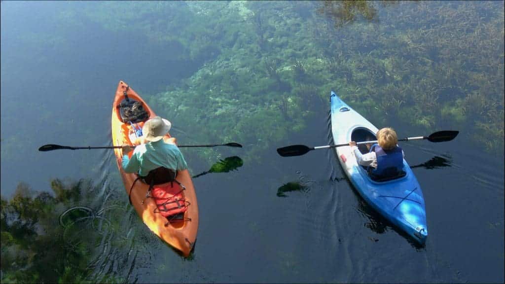 Two people kayaking in Silver Springs State Park