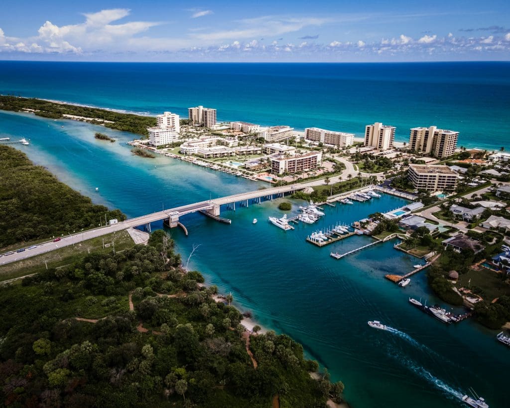 An aerial view of Jupiter, FL