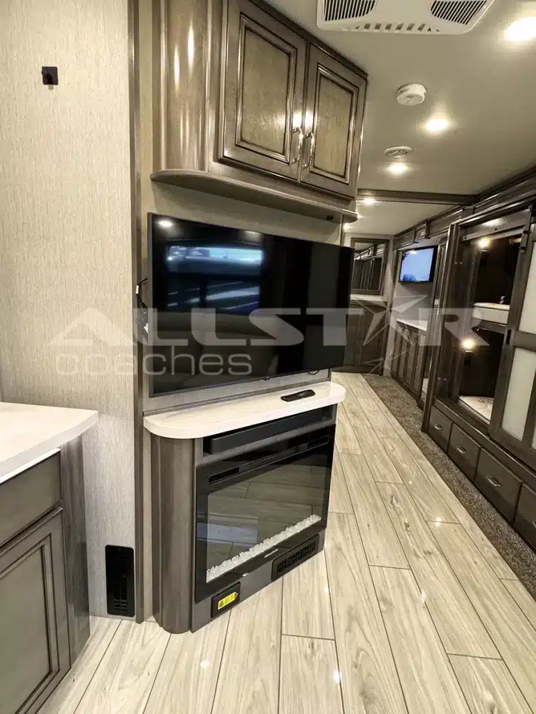 RV Rental: 40' Endeavor by Holiday Rambler - interior - fireplace