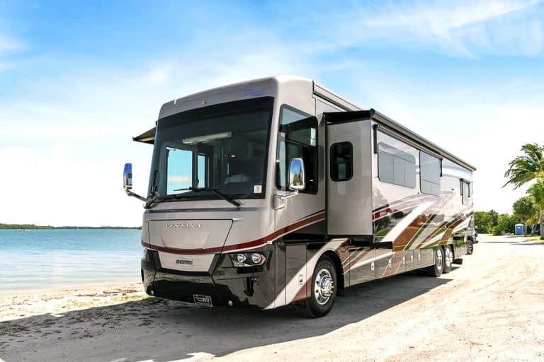 Exterior view of 2022 Newmar Ventana 4369 luxury RV rental by Allstar Coaches